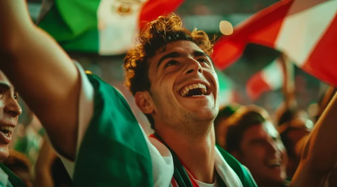 Mexicanos alentando a su equipo