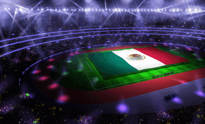 Estadio con la bandera de México